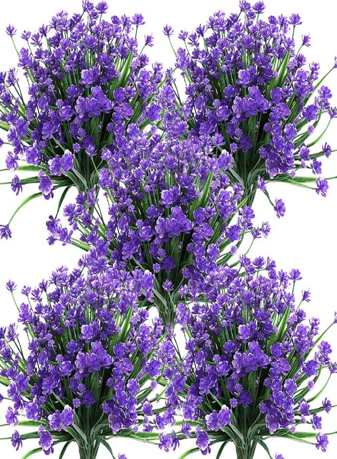 KLEMOO Artificial Flowers, 8 Bundles Fake Outdoor UV Resistant Greenery Faux Plants Shrubs for Indoor Outside Hanging Planter Home Office Wedding Farmhouse Decor (Purple) - Image 1
